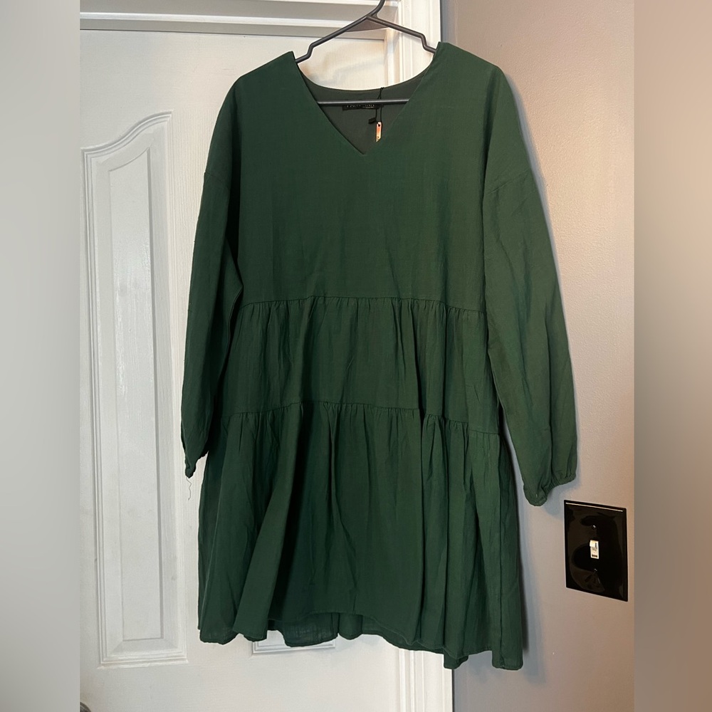 Long sleeve green babydoll dress size medium
